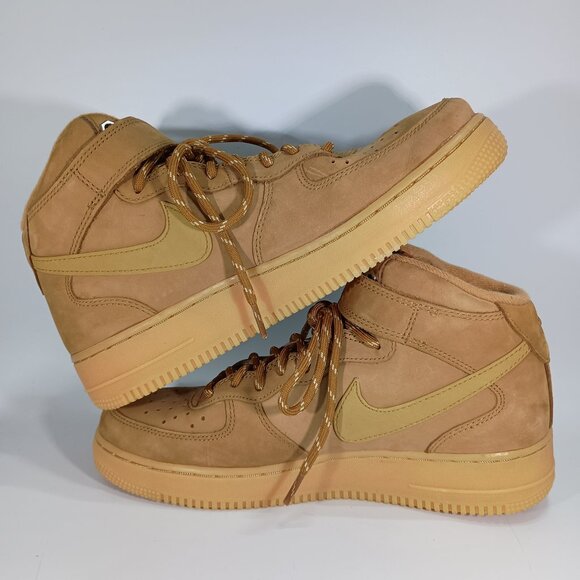 RARE Nike Air Force 1 Mid 07 PRM QS 2014 Flax Wheat 715889-200 Men's Size 8" - Picture 3 of 9